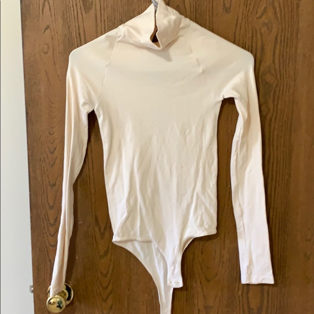 Free People Cream Mock Neck Bodysuit